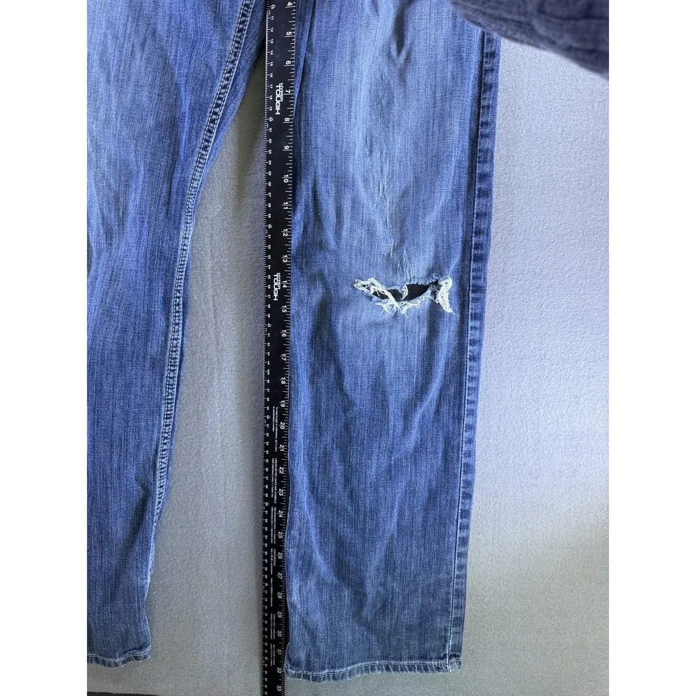 Cinch Grant Jeans Mens 30x34 Medium Wash Blue Relaxed Bootcut Distressed Denim